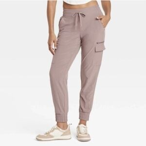 All in Motion Mid Rise Tan Track Pants with Elastic Waistband, NWT